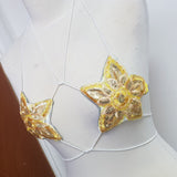 Gold sequin GAGA ananacatering handmade star bra  - ananacatering - ananacateringLithuania - Handmade luxury dragon satin chinese unique womens clothing lace mesh prom dress festival crop top sequin bodychain dolls kill depop shopify silkfred chelsea pearl li bralet lili pearl