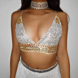 Mia white diamonds ananacatering handmade triangle lace bralet  - ananacatering - ananacateringLithuania - Handmade luxury dragon satin chinese unique womens clothing lace mesh prom dress festival crop top sequin bodychain dolls kill depop shopify silkfred chelsea pearl li bralet lili pearl