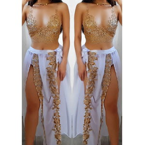 Goddess ananacatering triangle bra 2 piece co ord set  - ananacatering - ananacateringLithuania - Handmade luxury dragon satin chinese unique womens clothing lace mesh prom dress festival crop top sequin bodychain dolls kill depop shopify silkfred chelsea pearl li bralet lili pearl