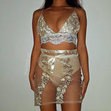 Lux Gold ananacatering triangle crop top and skirt co ord 2 piece bundle set  - ananacatering - ananacateringLithuania - Handmade luxury dragon satin chinese unique womens clothing lace mesh prom dress festival crop top sequin bodychain dolls kill depop shopify silkfred chelsea pearl li bralet lili pearl