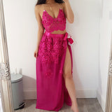Mishka Magenta ananacatering triangle bra 2 piece co ord set  - ananacatering - ananacateringLithuania - Handmade luxury dragon satin chinese unique womens clothing lace mesh prom dress festival crop top sequin bodychain dolls kill depop shopify silkfred chelsea pearl li bralet lili pearl