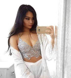 Chantelle Silver ananacatering handmade lace bralet  - ananacatering - ananacateringLithuania - Handmade luxury dragon satin chinese unique womens clothing lace mesh prom dress festival crop top sequin bodychain dolls kill depop shopify silkfred chelsea pearl li bralet lili pearl
