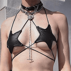 Black satin ananacatering handmade star bra  - ananacatering - ananacateringLithuania - Handmade luxury dragon satin chinese unique womens clothing lace mesh prom dress festival crop top sequin bodychain dolls kill depop shopify silkfred chelsea pearl li bralet lili pearl