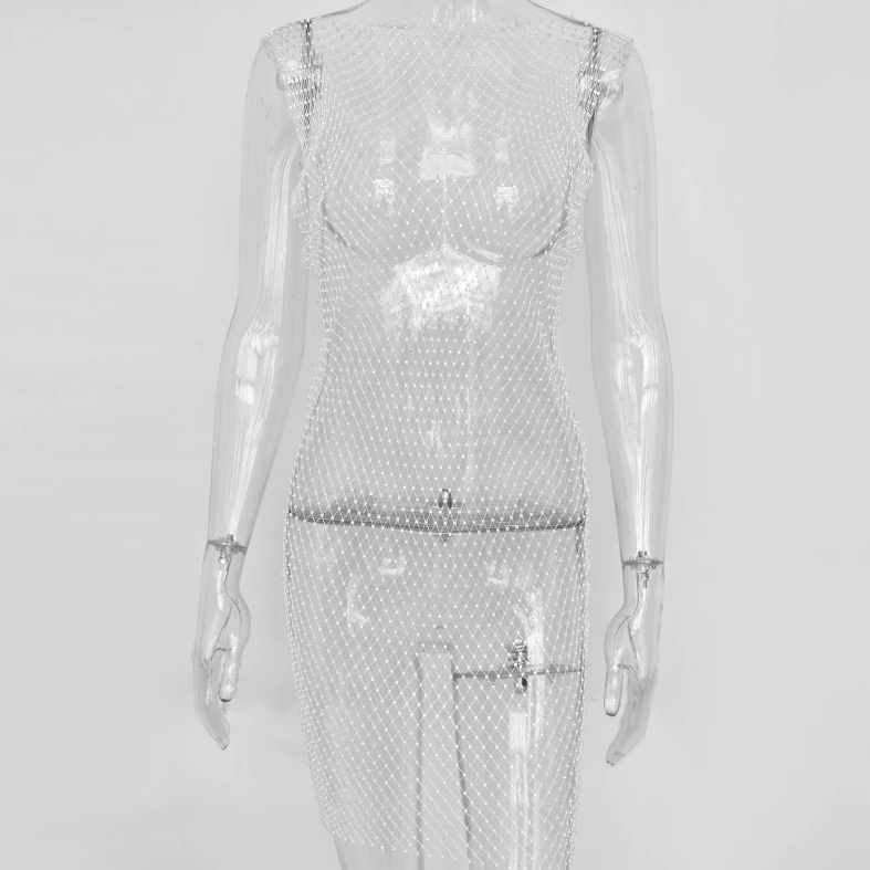 Crystal Blanc ananacatering diamonds cover up dress  - ananacatering - ananacateringLithuania - Handmade luxury dragon satin chinese unique womens clothing lace mesh prom dress festival crop top sequin bodychain dolls kill depop shopify silkfred chelsea pearl li bralet lili pearl
