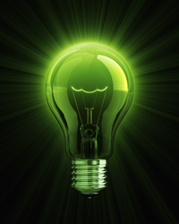 green light bulb