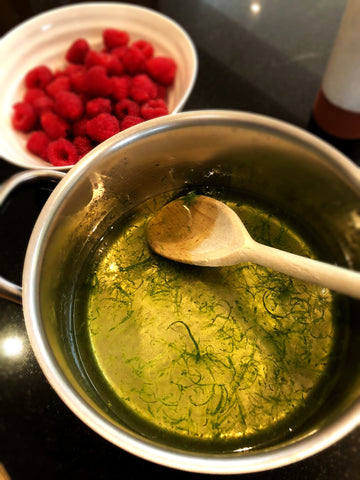 Allow the lime zest to infuse with the syrup