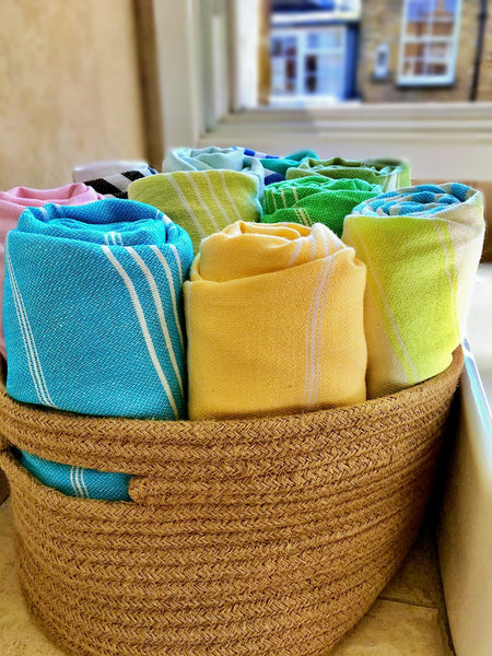 Hammam towels in the basket