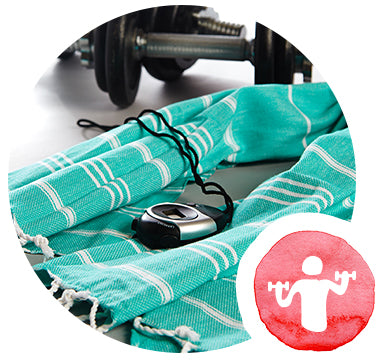 turquoise hammam towel for gym bag