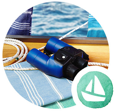 blue stripy hammam towels for sailing