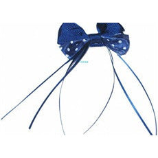 Hair Bow - small cloth hairbow with dots and streamer - TexasBeautySupplies