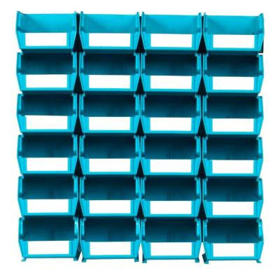 LocBin Small Wall Storage Bin (24-Piece) with 2-Wall Mount Rails in Teal