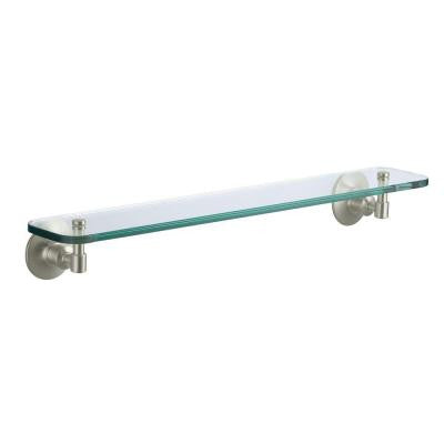 Archer 24 in. W Wall-Mount Shelf in Glass and Vibrant Brushed Nickel