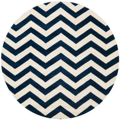 Chatham Dark Blue/Ivory 5 ft. x 5 ft. Round Area Rug