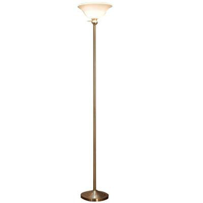 71.25 in. Brushed Nickel Torchiere with Frosted Plastic Shade