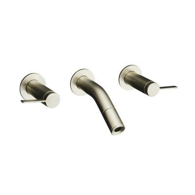 Stillness 2-Handle Wall Mount Low-Arc Bathroom Faucet in Vibrant Brushed Nickel (Valve Not Included)