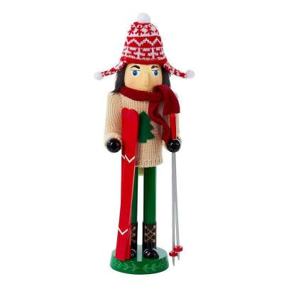 15 in. Wooden Skier Nutcracker