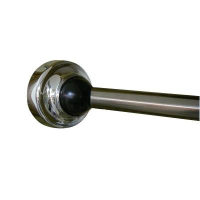 60 in. Stainless Steel Rotating Curved Shower Rod in Chrome with Cap and Black Accent