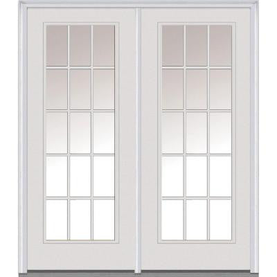 Classic Clear Glass 72 in. x 80 in. Majestic Steel Prehung Left-Hand Inswing 15 Lite Patio Door