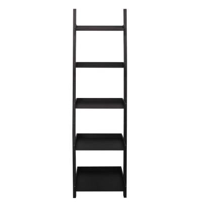 nexxt Hadfield 5-Tier Wood Leaning Wall Shelf in Black