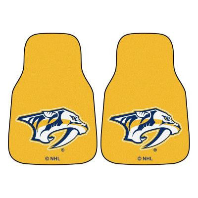 NHL Nashville Predators Heavy Duty 2-Piece 18 in. x 27 in. Nylon Carpet Car Mat