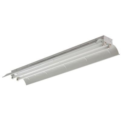 2-Light Flush Mount White Industrial Fluorescent Light