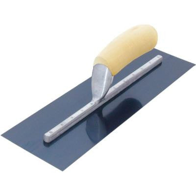 20 in. x 4 in. Blue Steel Finishing Curved Wood Handle Trowel