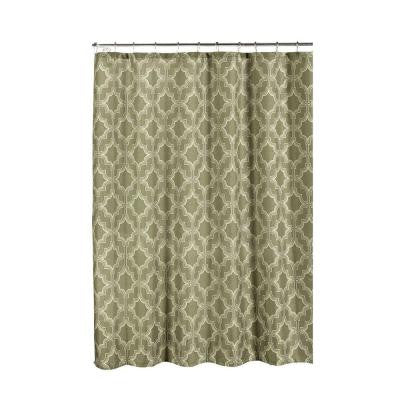 Faux Linen Textured 70 in. W x 72 in. L Shower Curtain with Metal Roller Rings in Loren Taupe