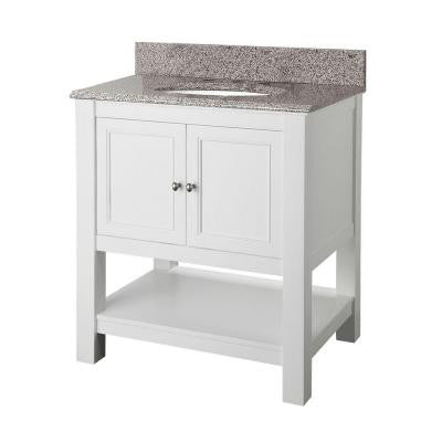Gazette 30 in. Vanity in White with Granite Vanity Top in Napoli