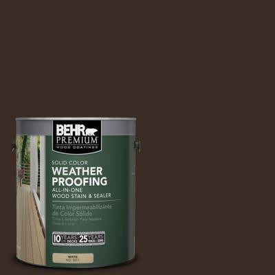 1 gal. #SC-103 Coffee Solid Color Weatherproofing All-In-One Wood Stain and Sealer