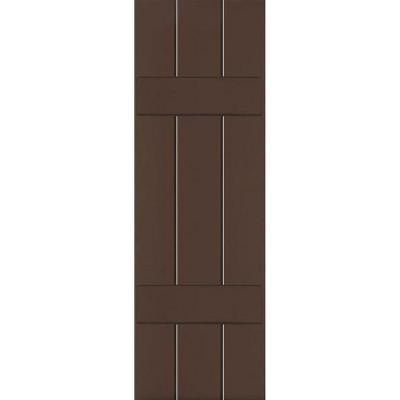 12 in. x 60 in. Exterior Composite Wood Board and Batten Shutters Pair Tudor Brown