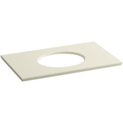 Solid/Expressions 37.625 in. Solid Surface Vanity Top in Biscuit Expressions without Basin