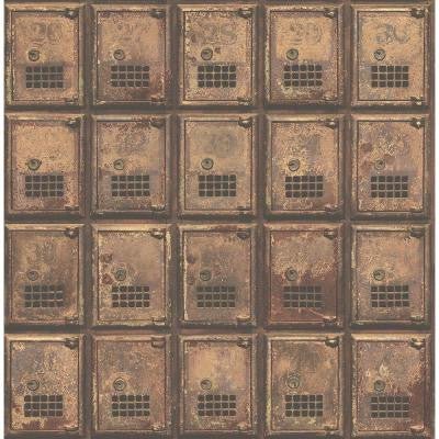 8 in. W x 10 in. H Rust Vintage P.O. Boxes Distressed Metal Wallpaper Sample