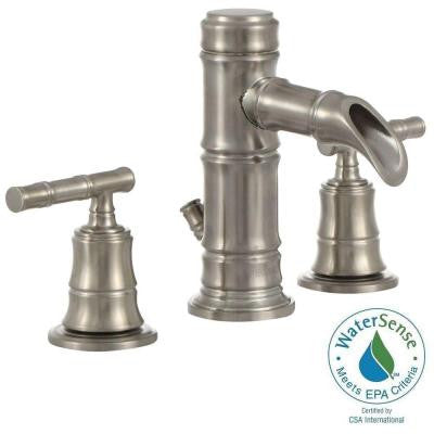 Bamboo Series 8 in. Widespread 2-Handle Low-Arc Bathroom Faucet in Brushed Nickel