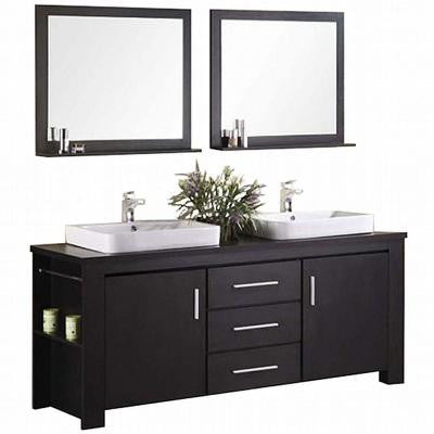 Washington 72 in. W x 22 in. D Vanity in Espresso with Wood Vanity Top and Mirror in Espresso