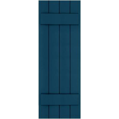 Wood Composite 15 in. x 44 in. Board & Batten Shutters Pair #637 Deep Sea Blue