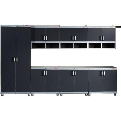 FastTrack Garage Laminate 7-Piece Cabinet Set in Black/Silver