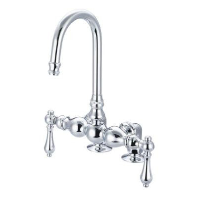 2-Handle Deck-Mount Vintage Gooseneck Claw Foot Tub Faucet with Lever Handles in Triple Plated Chrome