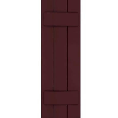 Wood Composite 12 in. x 36 in. Board & Batten Shutters Pair #657 Polished Mahogany