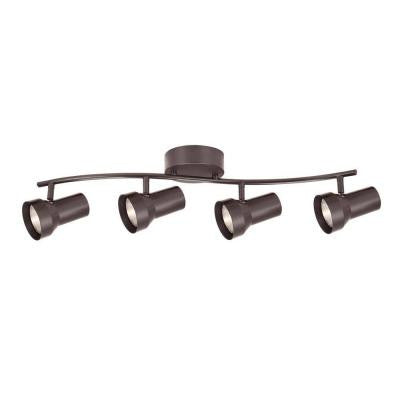4-Light Bronze Fixed Track Lighting Kit with Wave Bar Metal Shade