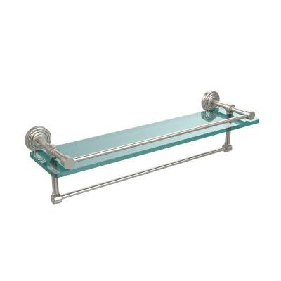 22 in. W Gallery Glass Shelf with Towel Bar in Satin Nickel