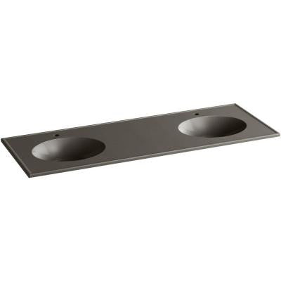 Ceramic/Impressions 61 in. Vitreous China Double Vanity Top with Basin in Cashmere