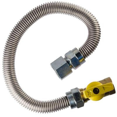 1/2 in. FIP x 1/2 in. FIP Gas Valve x 48 in. Stainless Steel Range Connector