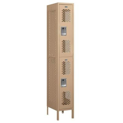 72000 Series 12 in. W x 78 in. H x 18 in. D Double Tier Vented Metal Locker Assembled in Tan