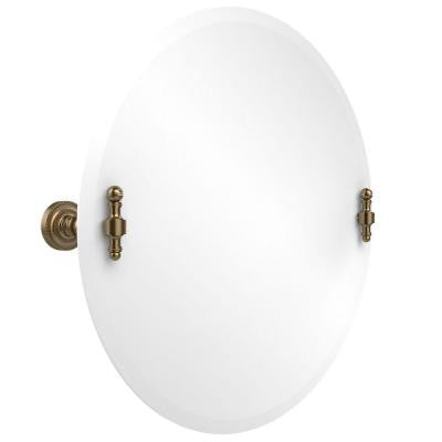 Retro-Dot Collection 22 in. x 22 in. Frameless Round Tilt Mirror with Beveled Edge in Brushed Bronze