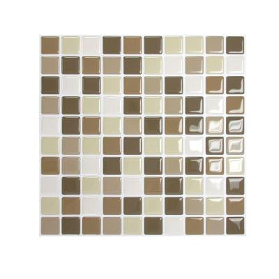 9.85 in. x 9.85 in. Mosaic Adhesive Decorative Wall Tile Backsplash Harmony in Beige (12-Piece)