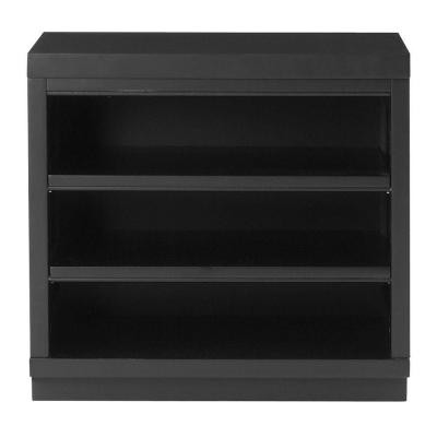 Mudroom 2-Shelf Wood Base Shelving Unit in Worn Black