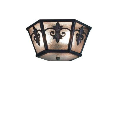 Lonsdale Collection Flushmount 3-Light Antique Sable Outdoor Lantern