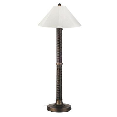 Bahama Weave 60 in. Dark Mahogany Floor Lamp with Natural Linen Shade