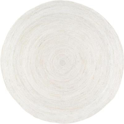 Rigo Jute White 4 ft. x 4 ft. Round Area Rug