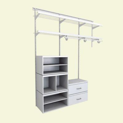 Elite 6 ft. White Wire and Laminate Closet System (35-Piece)